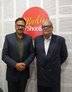 Artist Sanjay Singh at Shoolini University with Mr Vipin Pubby in Radio Shoolini