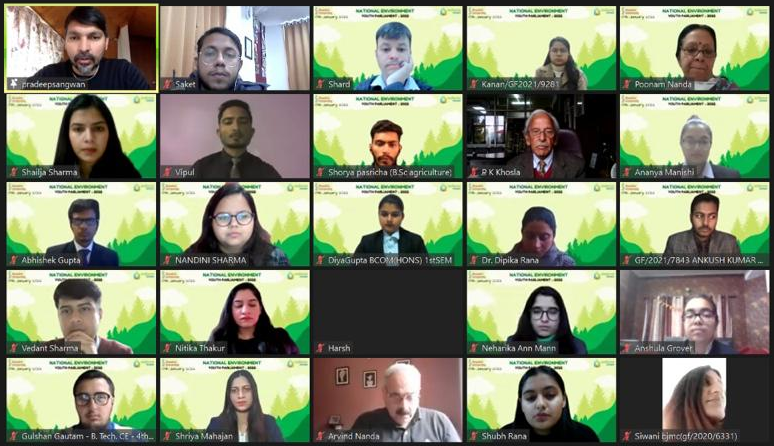 Virtual event national environment youth parliament