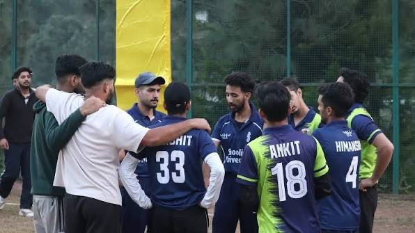 Students playing cricket at the Freshers Premier League